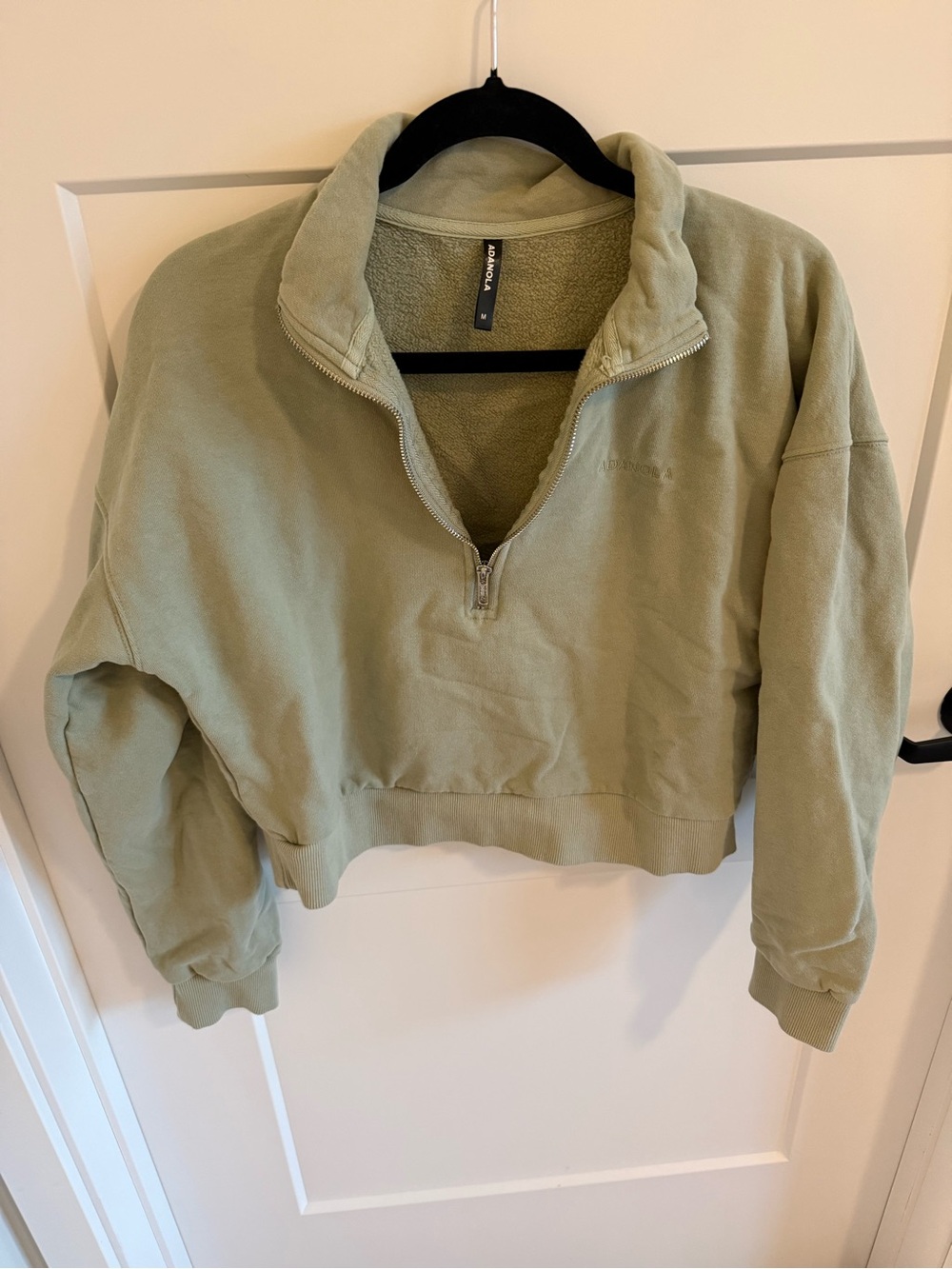 Adanola Oversized Half Zip Sweatshirt Sage Green Fleece Pullover Size Medium